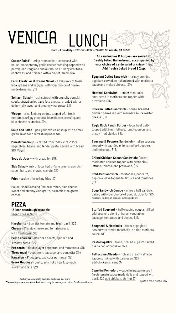 Venicia - Italian Restaurant Menu image 3